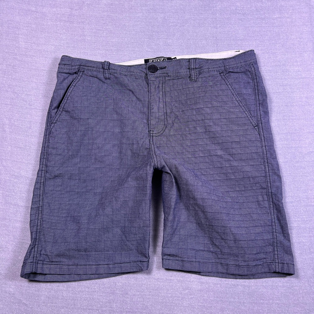 Ezekiel Chino Stretch Mid Rise Walk Shorts Mens 34 Blue Gray Cotton Blend